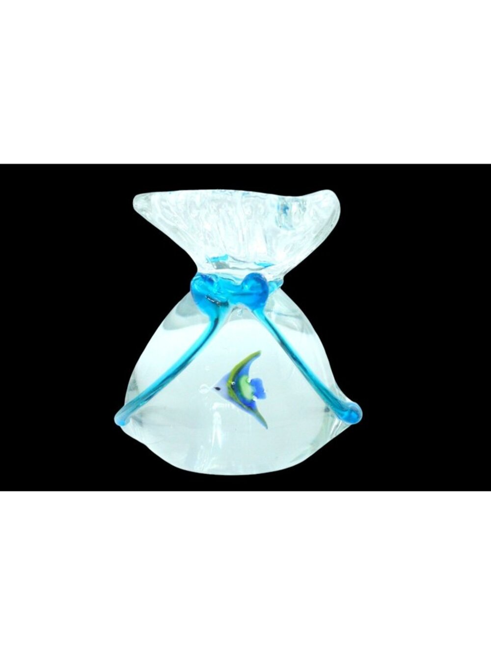 Vintage Murano Style Art Glass Aquarium "Fish in a Bag" Paper Weight Angelfish